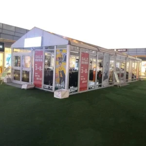 Full Glass Wall Pop up Retail Tent Outdoor Clothing Sale Trade Show Marquee for Mall Limited Time Brand Store