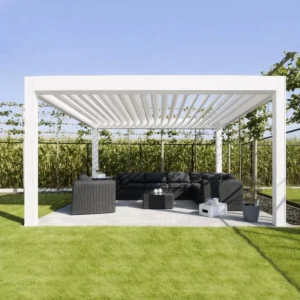 Fully Automatic Aluminum Pergola Outdoor Canopy Motorized Louvered Roof Waterproof Gazebo for Modern Patio