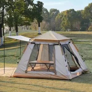 Fully Automatic Double-Layer One Bedroom Beach Tent Fiberglass >3000mm Waterproofing Four-Season Portable Family Camping Summer