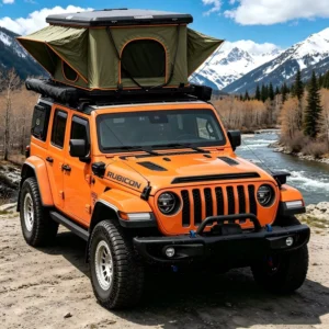 Fully Automatic Pop-up Rectangular Rooftop Tent Two Doors Two Windows Four-season Foldable No Setup Required