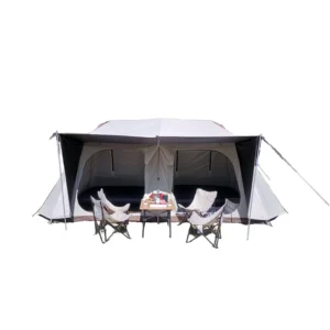 Fully Automatic Two-Room One-Hall Chimney Ridge Tent Black Coated Sun & Rain Proof for Camping