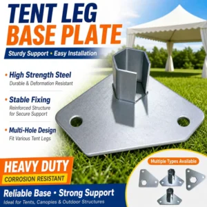 Galvanized Steel Tent Leg Base Plate Outdoor Canopy Tent Pole Foot Fixing Base Heavy Duty Tent Support Base Factory Supply
