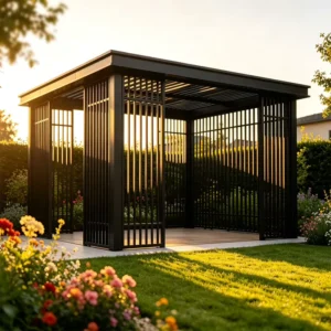 Garden Fence Aluminum Pergola Gazebo Outdoor Waterproof Louvered Pavilion Hardtop Canopy Patio Cover Backyard Shed Arch Arbor