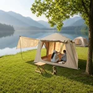 Gather Inflatable Cabin Shelter 420D Oxford 396x270x200cm Khaki PVC Airbeam Nature Glamping