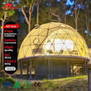 Geodesic Dome Tent Canopy with UV-Resistant Cover for Resort Pavilions, Markets, and Play Areas