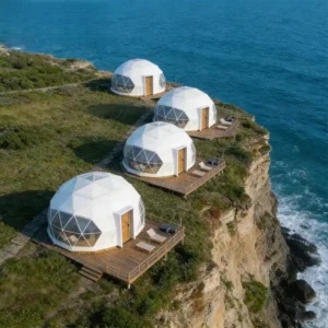 Geodesic Dome Tent Triple Layer PVC Fabric Two Bedrooms Living Room for Camping Glamping