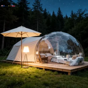 Geodesic Dome Tent for Camping with Transparent PC Roof