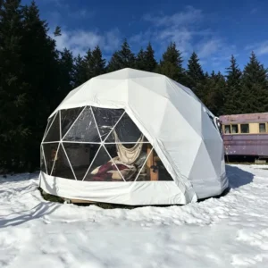 Geodesic Dome Tent with Triangle Window and Solar Fan Custom Size 5-15m for Outdoor Hotel Glamping and Events