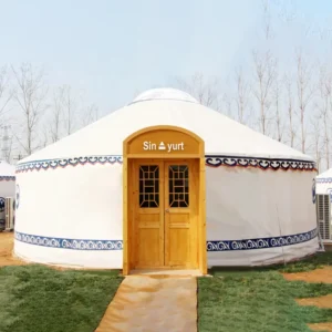 Ger Bamboo Glamping Yurt with Door and Canopy 8m