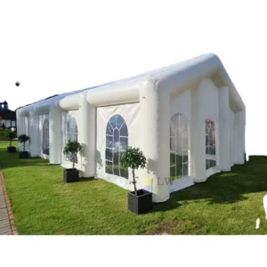Giant White Inflatable Wedding Tent with Arched Windows Clear PVC Outdoor Event Marquee for Parties