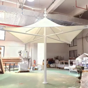 Glamping Modern Hotel Outdoor Umbrella Deluxe Strong Tensile Iro Garden Parasol Membrane Structure Umbrella