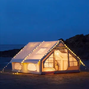 Glamping Oxford Fabric Four Season Waterproof Inflatable Bell Tent with Star Gazing Window Quick Setup Outdoor Camping Equipment