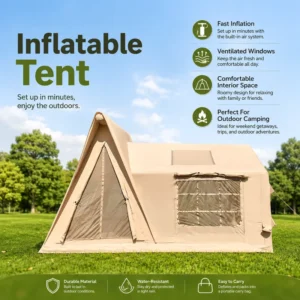 Glamping Tent Waterproof Oxford Fabric Large Size Inflatable Tent for Commercial Use