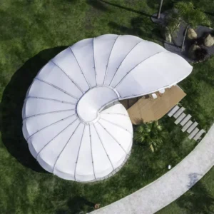 Glamping Tent with Bathroom Seashell Tent Waterproof for Hotel Resort