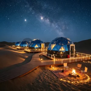 Glass Dome Tent with Glass Door, Snow-Resistant Geodesic Tent for Campsites and Scenic Hotels