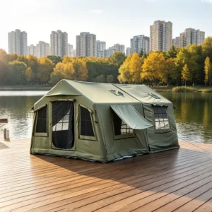 Grand 16sqm Expandable Inflatable Family Tent 8+8sqm One Bedroom One Living Room Breathable TC Cotton & Blackout Canopy OEM