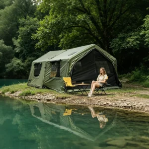 Grand 16sqm Expandable Inflatable Family Tent Premium 210g TC Cotton Canvas Tent 3x5m Large Space One Bedroom One Living Room