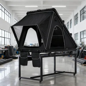 Gray Fabric Extension Style Automatic Two Person Aluminum Frame Hard Shell Roof Tent