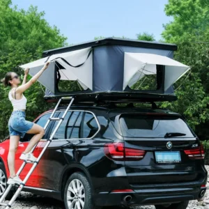 Great View and Ventilation Aluminium Pop up Roof Top Tent with Telescopic Ladder Four season Camping for 2 3 Person