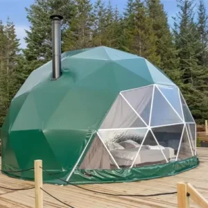 Green Color 850G Blackout PVC Custom Dimensions 6m 8m Glamping Dome Tent for Recreation Camping Resort