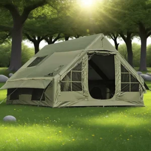Green Outdoor Camping Inflatable House Tent Two Rooms Design Waterproof Portable Four Season 8 10 Person Quick Setup Made Oxford