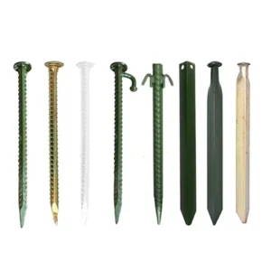 Green Threaded Galvanized Ground Stakes for Camouflage Net and Outdoor Camping Tent