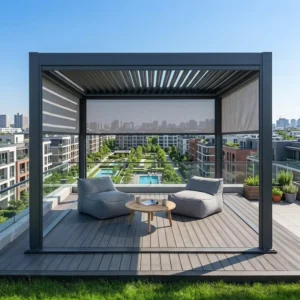 Grey Aluminum Outdoor Gazebo Waterproof Heavy Duty Patio Canopy Gazebo for Backyard Garden Villa
