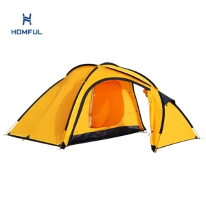 HOMFUL Portable Aluminum Windproof Waterproof Camping Tent 4 Person Tunnel Tent With Large Vestibule