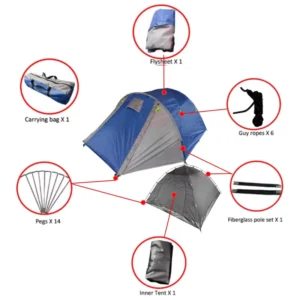 HOSA Camping Outdoor Tent Windbreak Waterproof 2-4-6 Persons Dome Tent for Travelling High Quality