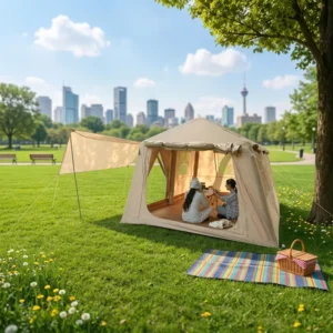 Harbor Inflatable Cabin Shelter 420D Oxford 396x270x200cm Khaki PVC Airbeam Rental Glamping