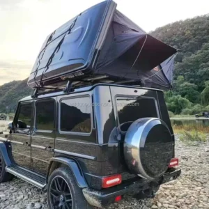 Hard Shell Aluminum Rooftop Tent with Solar Panel Compact Design Lightweight and Durable for Vans and Buses