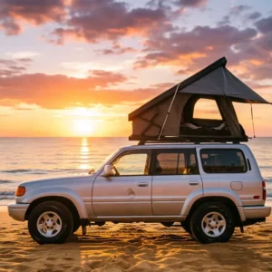 Hard Shell Aluminum Wedge Clamshell Rooftop Tent with X-Hinges 2 Person for Car SUV Camping