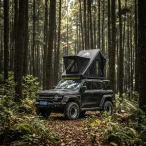 Hard Shell Car Rooftop Tent with Large Window, Sunroof Entry, LED Light