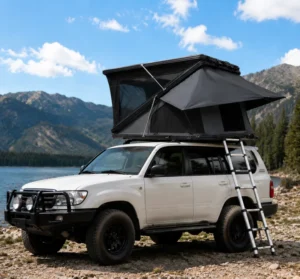 Hard Shell Roof Top Tent for 2 3 Person Automatic Rooftop Tent with Mattress LED Light Outdoor Camping