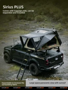 Hard Shell Rooftop Tent Slimline ABS Lightweight Family Camping Tent with Stargazer Window USB Charging for SUV Jeep