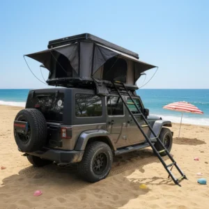 Hard-Shell Rooftop Tent for 2 Persons, Four-Season Polyester, One Bedroom and Living Room