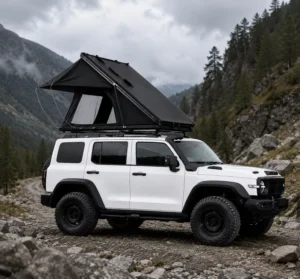 Hard Shell Triangular Aluminum Rooftop Tent for Cars and SUVs