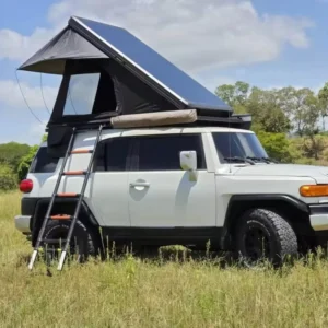 Hard Wall Rooftop Tent Box with Ladder, 4×4 Carbon Fiber Aluminum Hard Shell Triangle Tent
