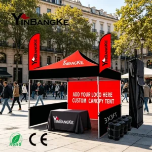 Heavy Duty 10×10 Aluminum Frame Pop-Up Canopy Tent Custom Logo Printed for Outdoor Trade Show Exhibition Events
