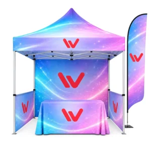 Heavy Duty 10×10 Aluminum Pop up Gazebo Waterproof Custom Printed with Sidewalls for Advertising