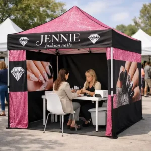 Portable Pop Up Awning Tent with Custom Logo Aluminum Frame Lightweight Waterproof Gazebo for Outdoor Displays