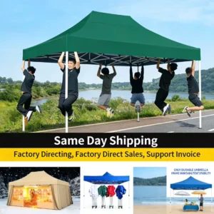 Heavy-Duty 10x10ft Canopy Tent with Green Frame for Events and Catering