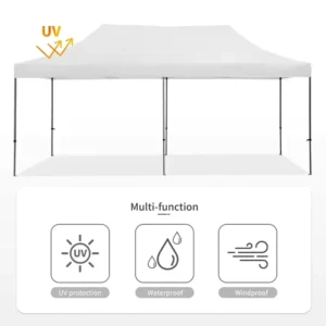 Heavy Duty 10×20 ft Canopy Party Tent Outdoor Wedding Shelter Aluminum Poles Waterproof with Sidewall Windows
