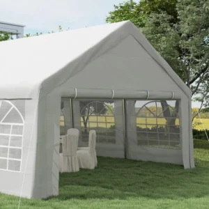 Heavy Duty 20x20ft Party Tent Carport Removable Sidewalls Double Doors Large Canopy Wedding Outdoor Events BBQ White