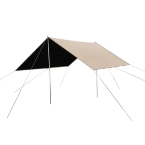 Heavy Duty 300D Black Coated Lightweight Triple Layer Four Season Portable Foldable Camping Tarp Square Sun Shelter Waterproof