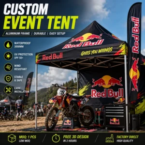 Heavy Duty 3×3 Aluminum Pop-up Tent Custom Printed Racing Pit Canopy for Motocross Sports Events