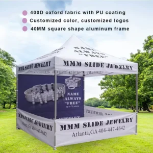 Heavy Duty 3x3m Aluminum Folding Tent Custom Logo Full Color for Events With Canopy Walls Single Side Printing
