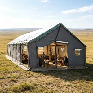 Heavy Duty 5mX15m Steel Structure Summer Event Tent Canvas Single Layer Waterproof Outdoor Glamping Safari Marquee with Windows