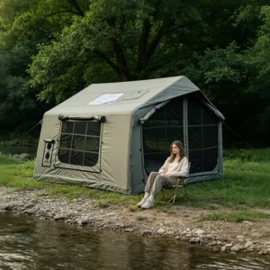 Heavy Duty 600D Oxford Inflatable Tent 8㎡ 3×2.65m Glamping Tent with Open & U Shaped Doors Dual Skylights