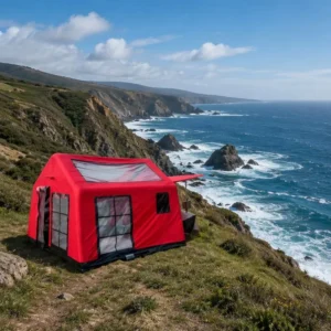 Heavy Duty 9.5sqm Red Inflatable Cabin 3×3.15m Knife Scraping PVC Bottom Disaster Relief Emergency Medical Tent Shelter